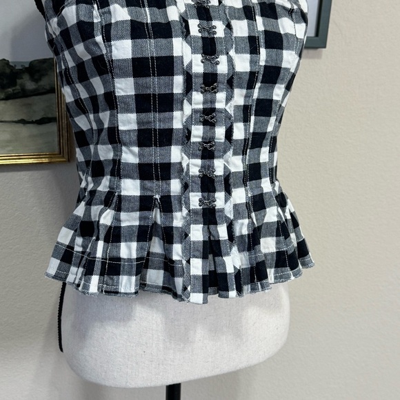 FREE PEOPLE |  Black and White Checkered Corset Strapless Top Size Medium - Picture 7 of 16